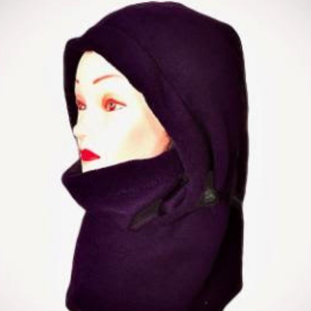 Eggplant Purple Versatile Fleece Hood for skiing, snowblowing, snowboard…